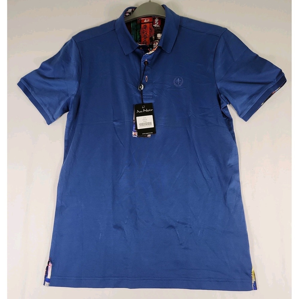Au Noir Mens Polo Golf Shirt Sz Small Blue Short Sleeve Polyester Blend NWT
